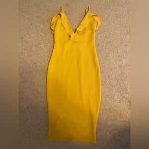 Gorgeous bodycon yellow spaghetti strap dress